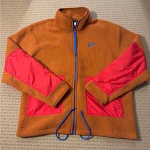 Nike Orange and Red Fleece Jacket